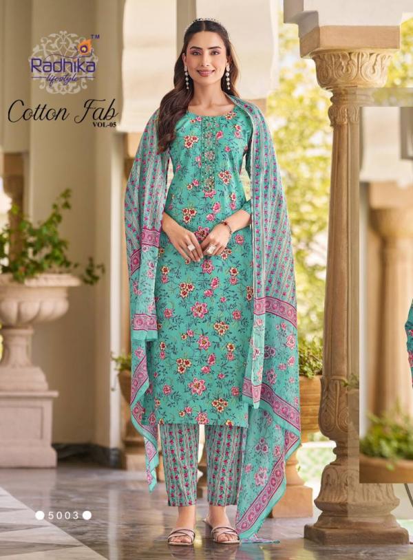 Radhika Cotton Fab Vol 5 Cotton Printed Kurti Bottom With Dupatta