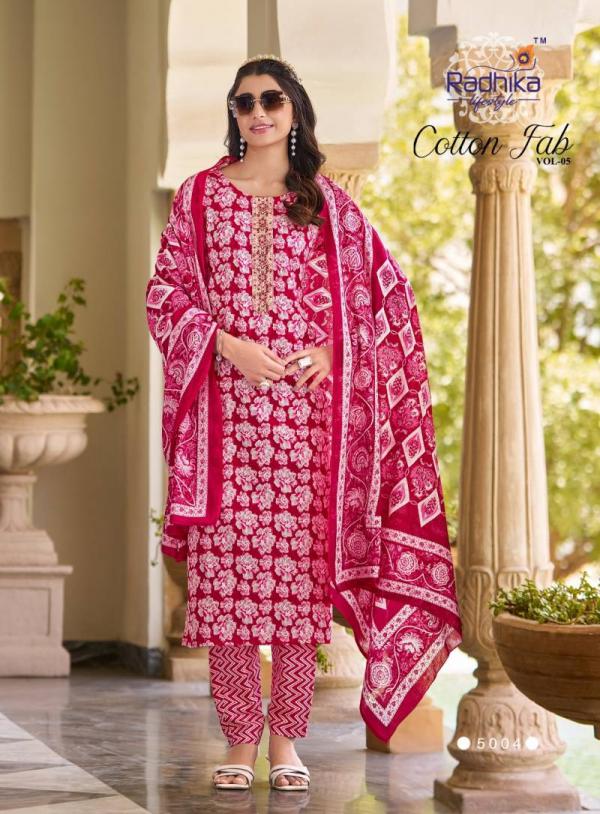 Radhika Cotton Fab Vol 5 Cotton Printed Kurti Bottom With Dupatta
