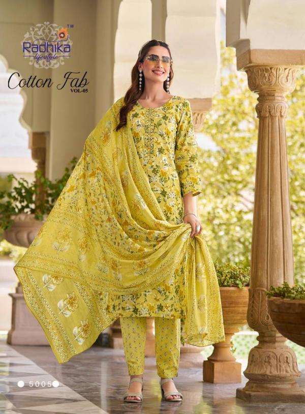 Radhika Cotton Fab Vol 5 Cotton Printed Kurti Bottom With Dupatta