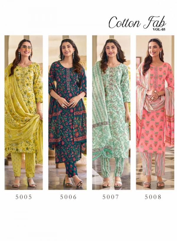 Radhika Cotton Fab Vol 5 Cotton Printed Kurti Bottom With Dupatta