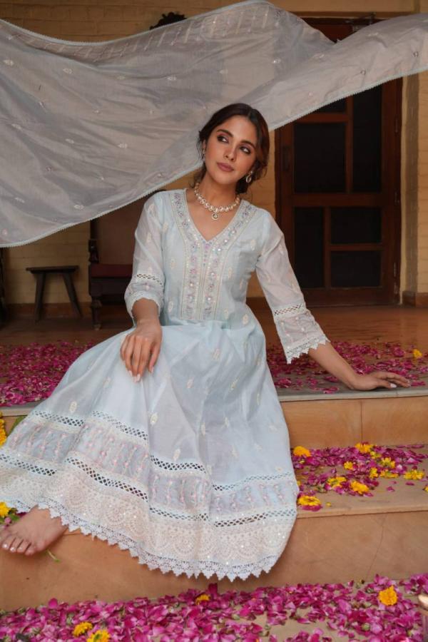 Tanyaa P 406 Mul Chanderi Cotton With Work Readymade Suit