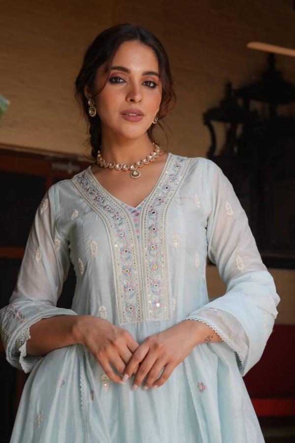 Tanyaa P 406 Mul Chanderi Cotton With Work Readymade Suit