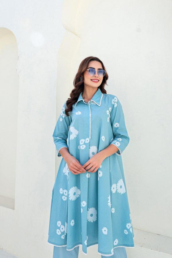 Tanyaa P 410 Cotton Printed Kurti With Bottom