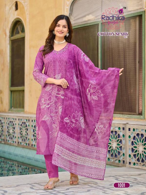 Radhika Cotton Spark Vol 1 Cotton Printed Kurti Bottom With Dupatta