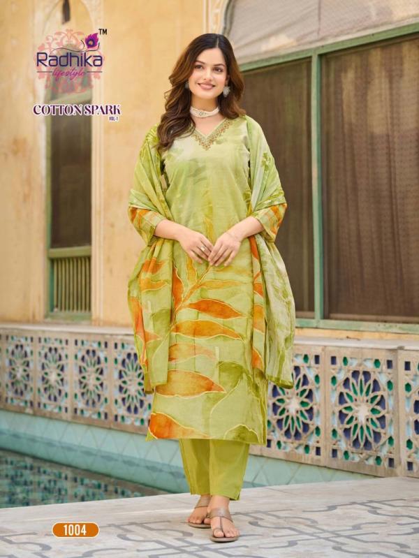 Radhika Cotton Spark Vol 1 Cotton Printed Kurti Bottom With Dupatta