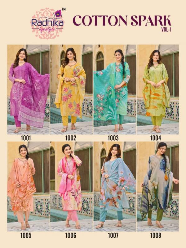 Radhika Cotton Spark Vol 1 Cotton Printed Kurti Bottom With Dupatta
