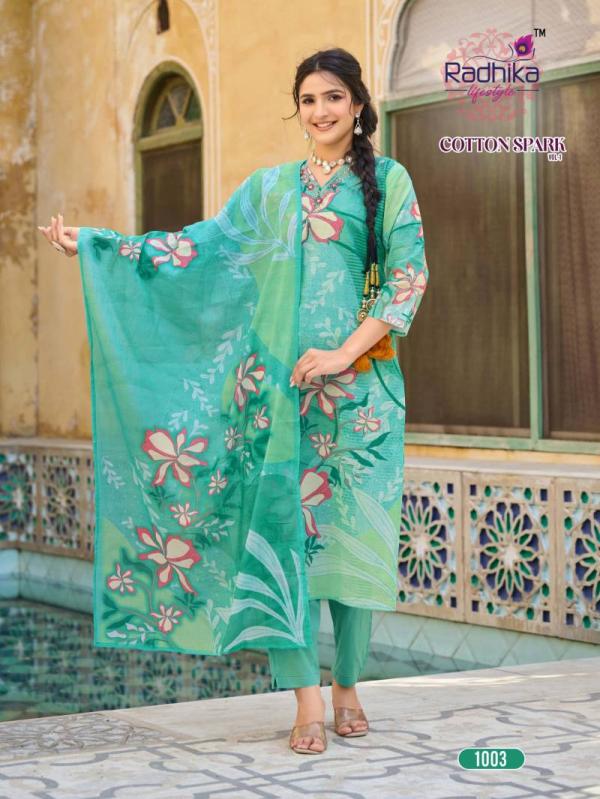 Radhika Cotton Spark Vol 1 Cotton Printed Kurti Bottom With Dupatta