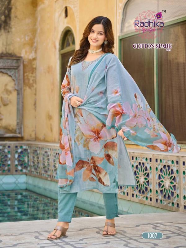 Radhika Cotton Spark Vol 1 Cotton Printed Kurti Bottom With Dupatta