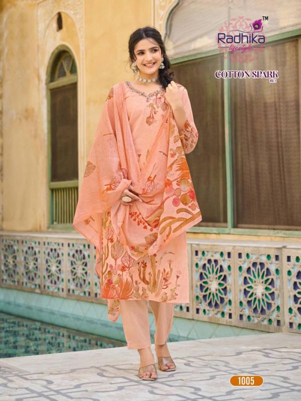 Radhika Cotton Spark Vol 1 Cotton Printed Kurti Bottom With Dupatta