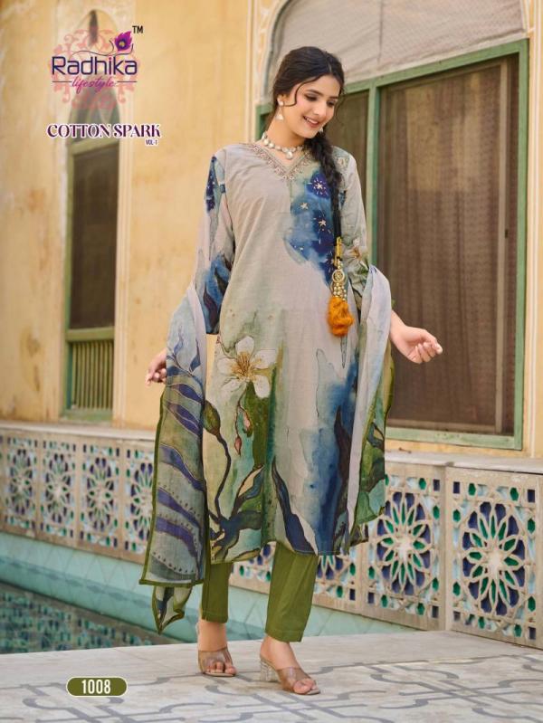 Radhika Cotton Spark Vol 1 Cotton Printed Kurti Bottom With Dupatta