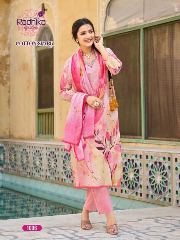 Radhika Cotton Spark Vol 1 Cotton Printed Kurti Bottom With Dupatta