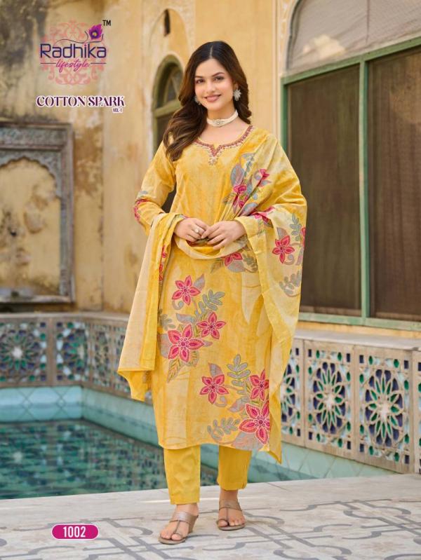 Radhika Cotton Spark Vol 1 Cotton Printed Kurti Bottom With Dupatta