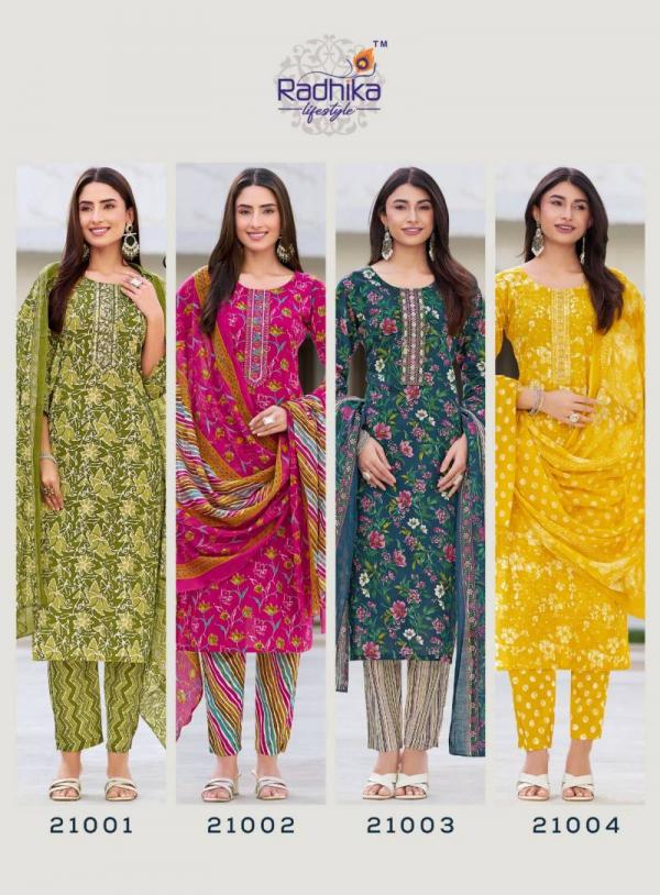 Radhika Cotton Kudi Vol 21 Cotton Kurti Pant With Dupatta Collection