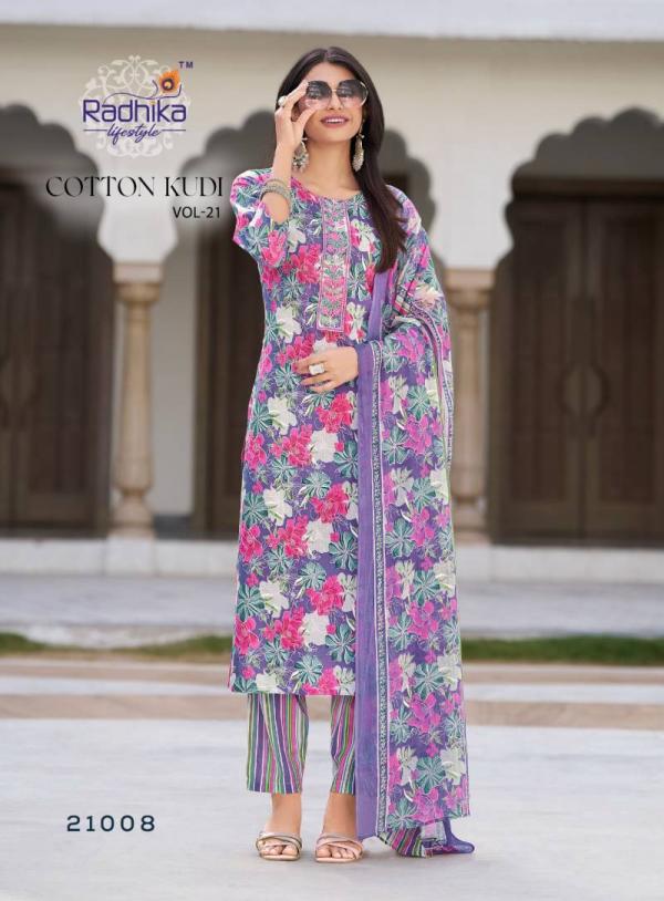 Radhika Cotton Kudi Vol 21 Cotton Kurti Pant With Dupatta Collection