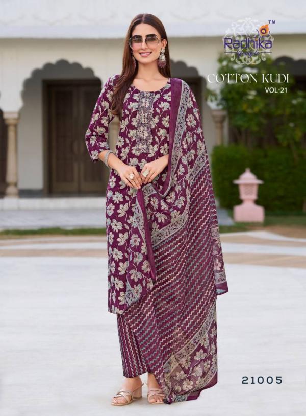 Radhika Cotton Kudi Vol 21 Cotton Kurti Pant With Dupatta Collection