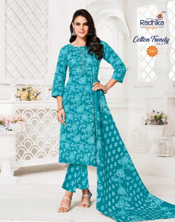 Radhika Cotton Trendy Vol 2 Cotton Kurti Pant With Dupatta Collection