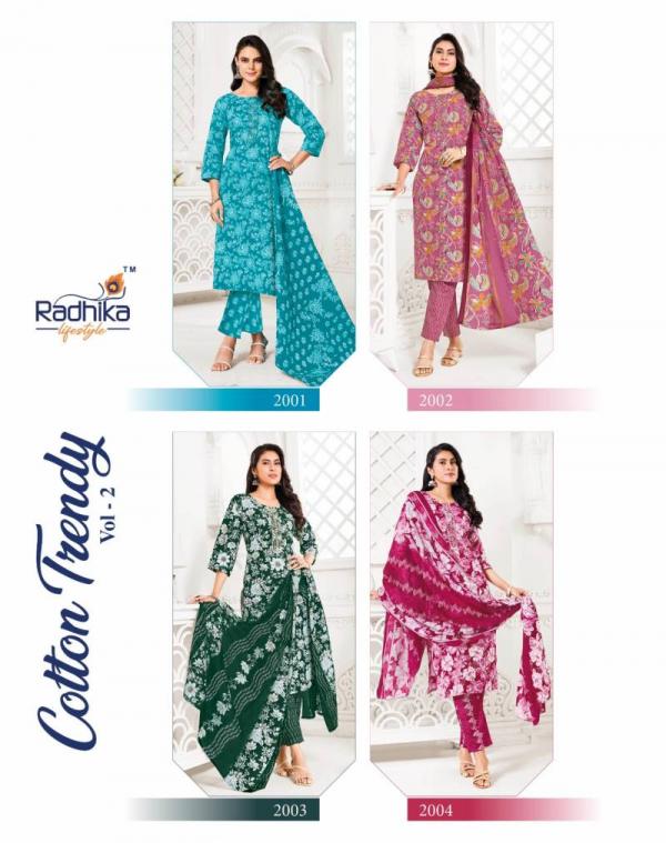 Radhika Cotton Trendy Vol 2 Cotton Kurti Pant With Dupatta Collection