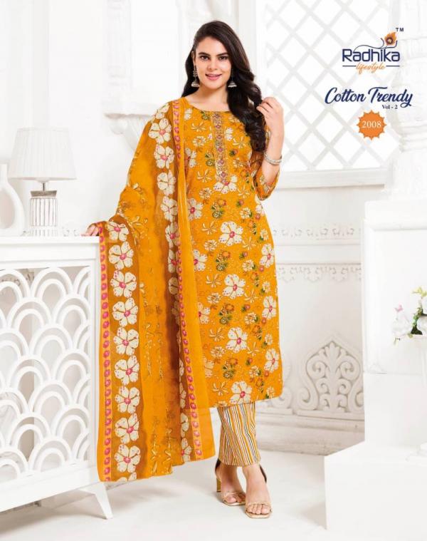 Radhika Cotton Trendy Vol 2 Cotton Kurti Pant With Dupatta Collection