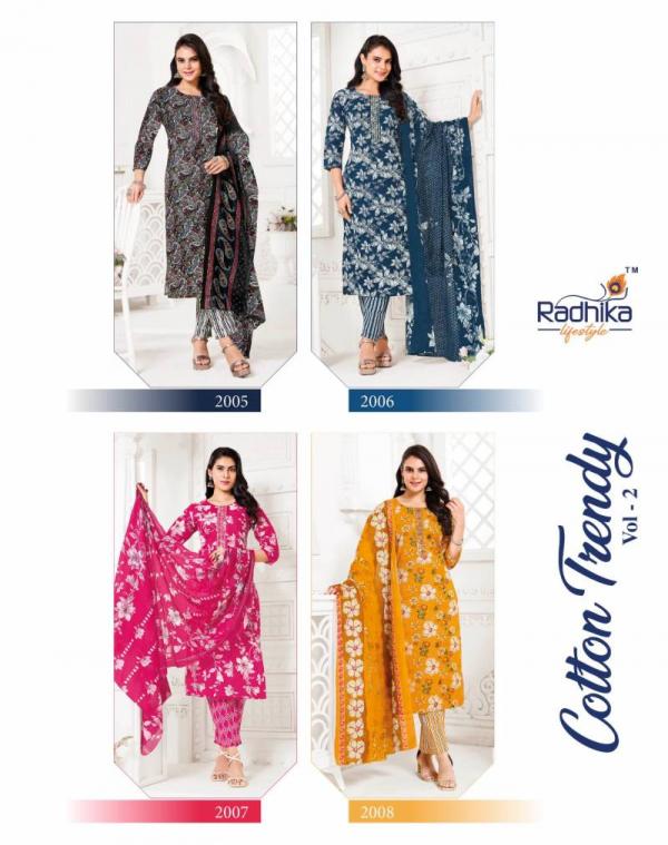 Radhika Cotton Trendy Vol 2 Cotton Kurti Pant With Dupatta Collection