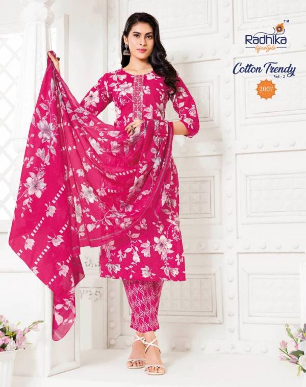 Radhika Cotton Trendy Vol 2 Cotton Kurti Pant With Dupatta Collection