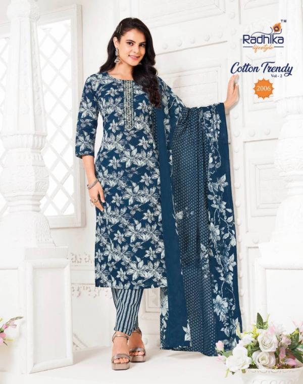 Radhika Cotton Trendy Vol 2 Cotton Kurti Pant With Dupatta Collection