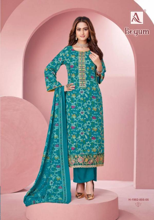 Alok Begum Viscose Rayon Discharge Foil Printed Dress Material