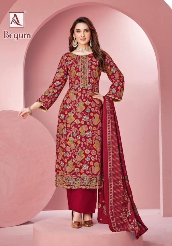 Alok Begum Viscose Rayon Discharge Foil Printed Dress Material