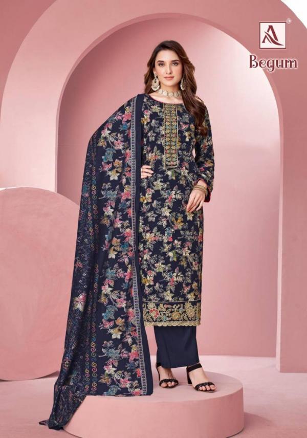Alok Begum Viscose Rayon Discharge Foil Printed Dress Material
