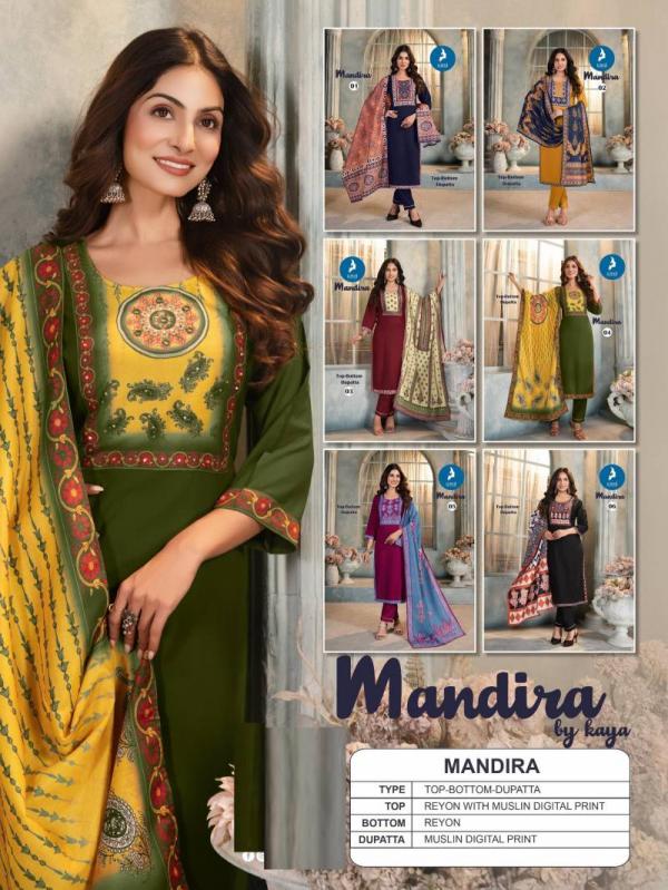 Kaya Mandira Rayon With Maslin Digital Printed Readymade Suit