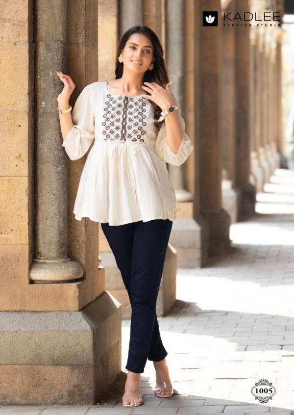 Kadlee Crystal Rayon Wrinkle Thread Work Tops Collection