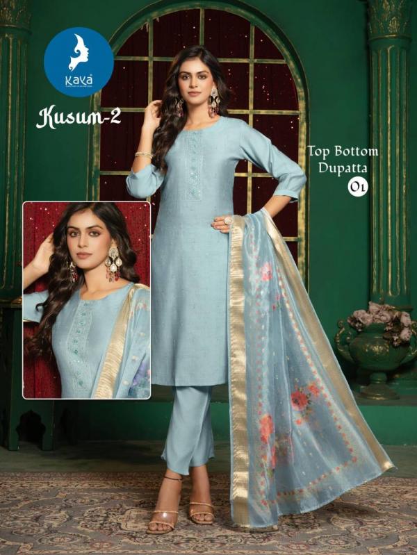 Kaya Kusum 2 Vertical Silk Kurti Bottom With Dupatta Collection