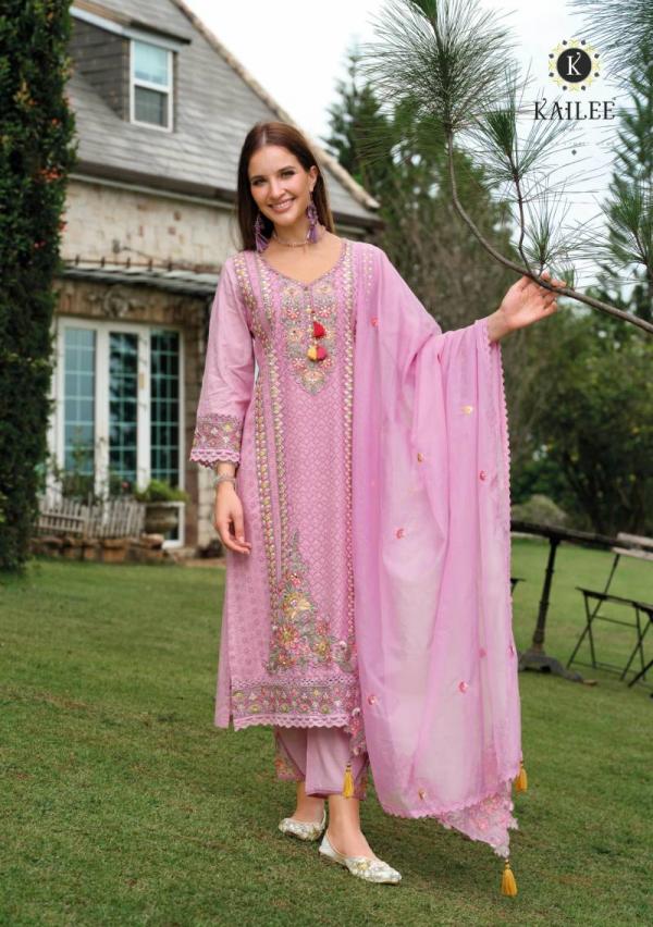 Kailee Gulzar Cotton Schiffli Top Bottom With Dupatta Collection