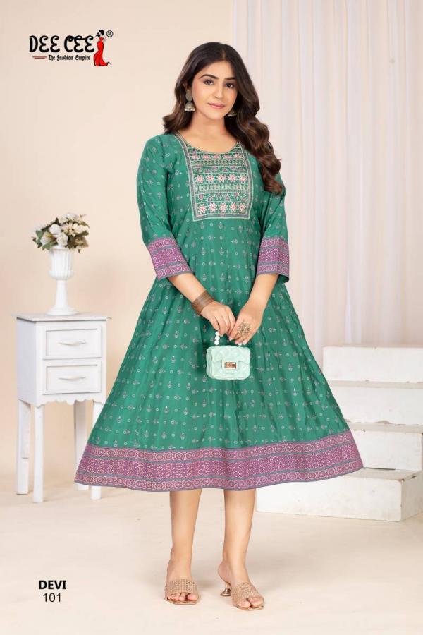 Deecee Devi Vol 2 Chanderi Printed Long Flared Kurtis Collection