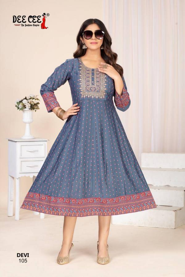 Deecee Devi Vol 2 Chanderi Printed Long Flared Kurtis Collection