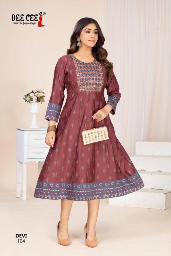 Deecee Devi Vol 2 Chanderi Printed Long Flared Kurtis Collection