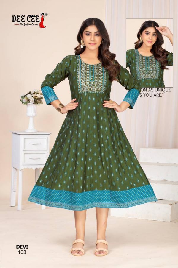 Deecee Devi Vol 2 Chanderi Printed Long Flared Kurtis Collection
