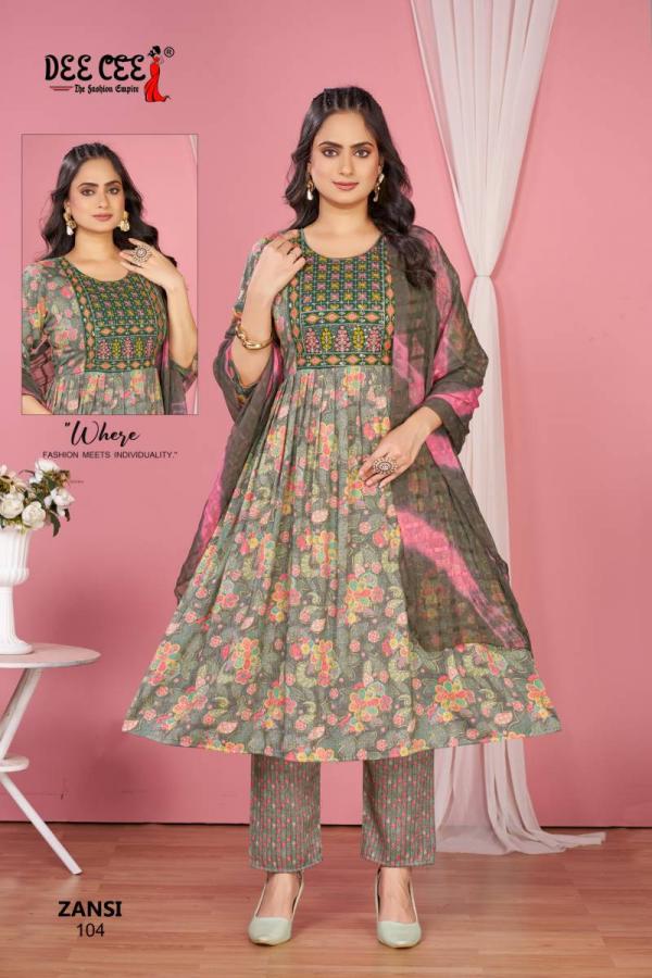 Deecee Zansi Rayon Foil Printed Kurti Bottom With Dupatta