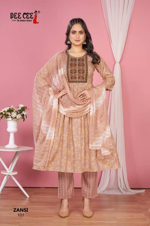 Deecee Zansi Rayon Foil Printed Kurti Bottom With Dupatta