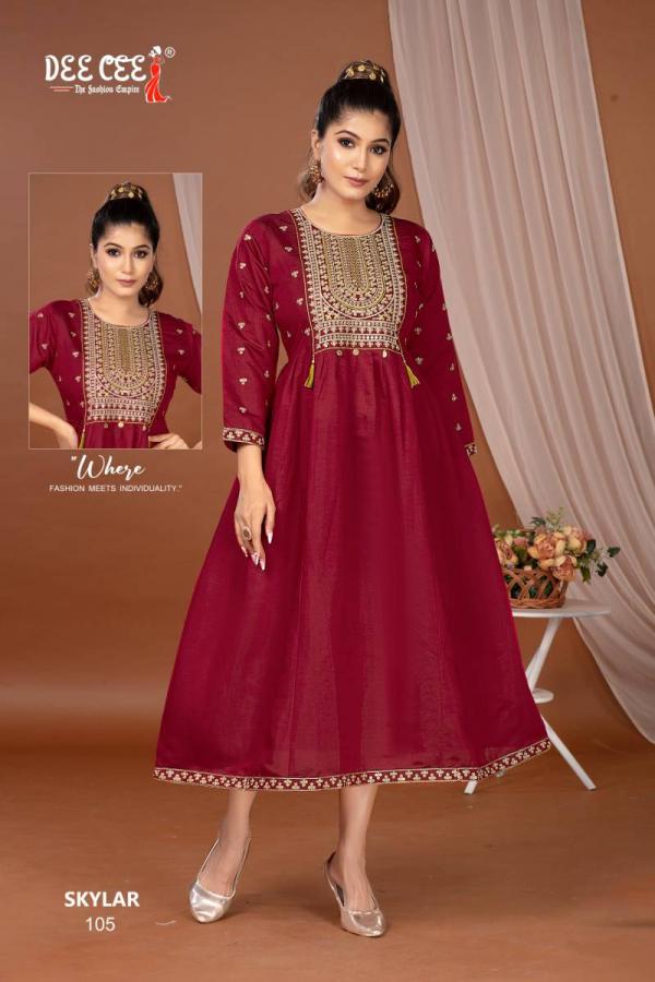Deecee Skylar Roman Silk Embroidered Fancy Kurtis Collection