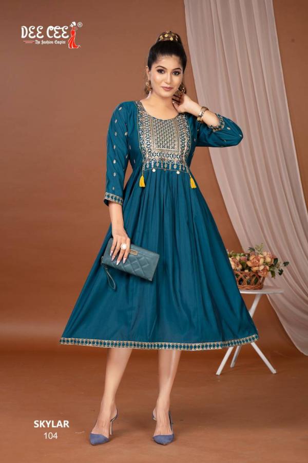 Deecee Skylar Roman Silk Embroidered Fancy Kurtis Collection