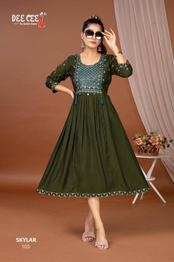 Deecee Skylar Roman Silk Embroidered Fancy Kurtis Collection
