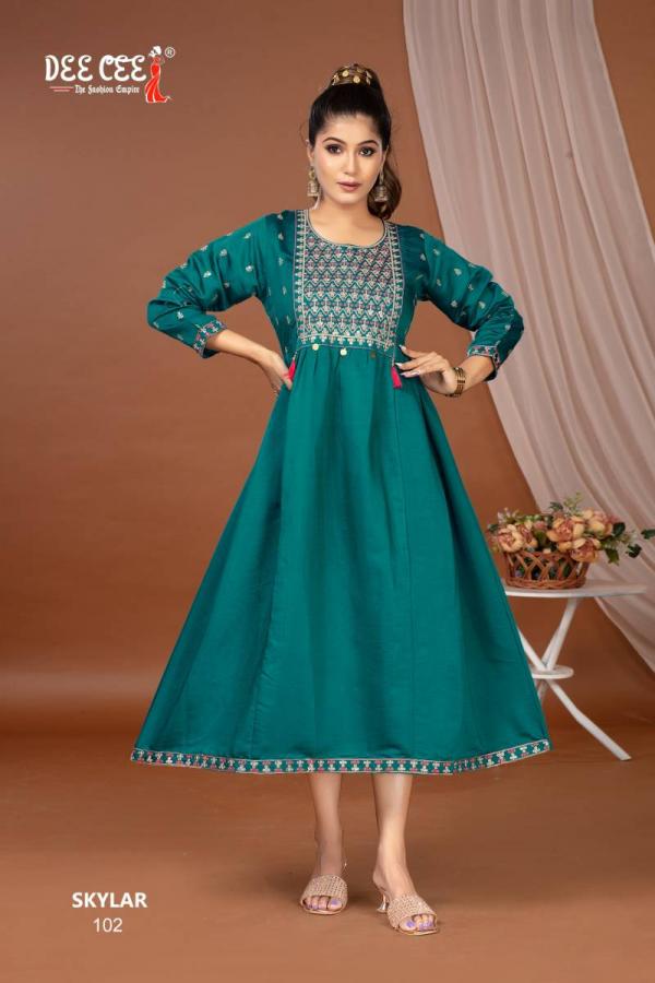 Deecee Skylar Roman Silk Embroidered Fancy Kurtis Collection