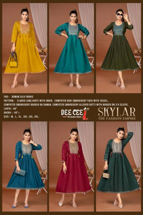 Deecee Skylar Roman Silk Embroidered Fancy Kurtis Collection