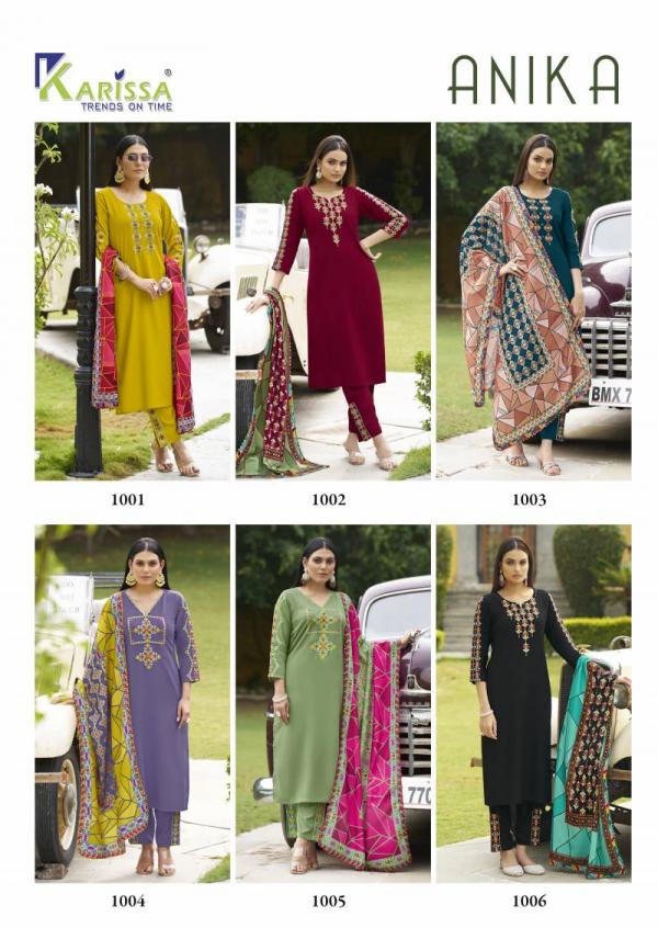 Karissa Anika Thread Work Kurti Bottom With Dupatta Collection