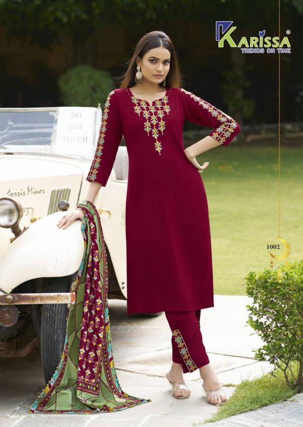 Karissa Anika Thread Work Kurti Bottom With Dupatta Collection
