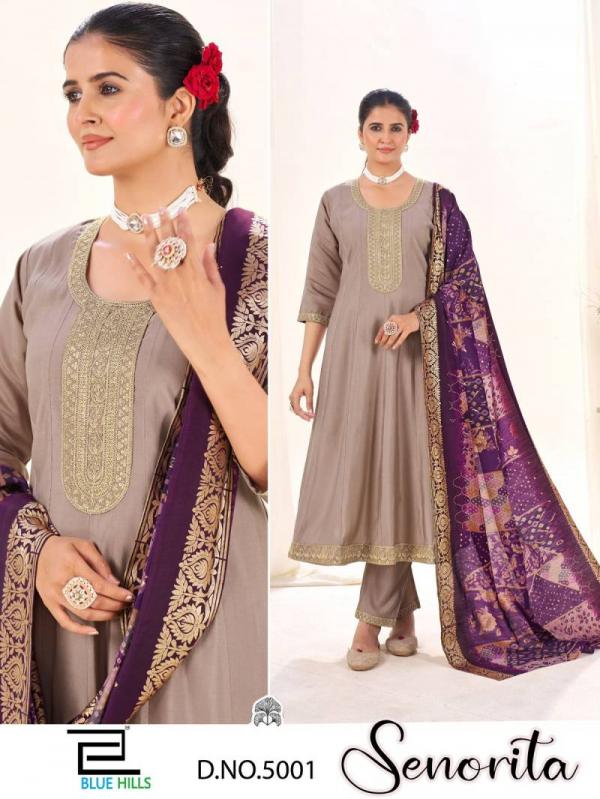 Blue Hills Senorita Roman Silk Kurti Bottom With Dupatta