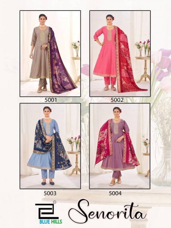 Blue Hills Senorita Roman Silk Kurti Bottom With Dupatta