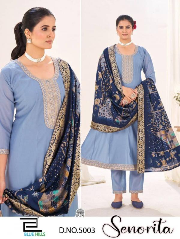 Blue Hills Senorita Roman Silk Kurti Bottom With Dupatta