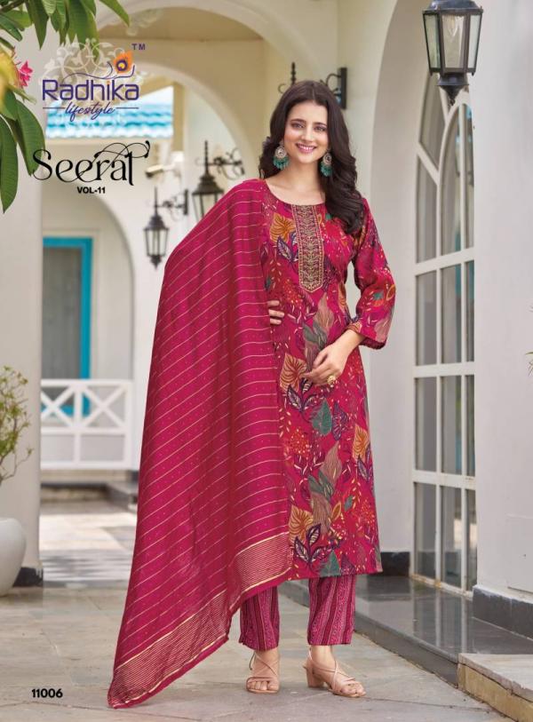 Radhika Seerat Vol 11 Rayon Capsule Foil Printed Ready Made Collection