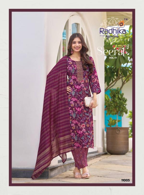Radhika Seerat Vol 11 Rayon Capsule Foil Printed Ready Made Collection
